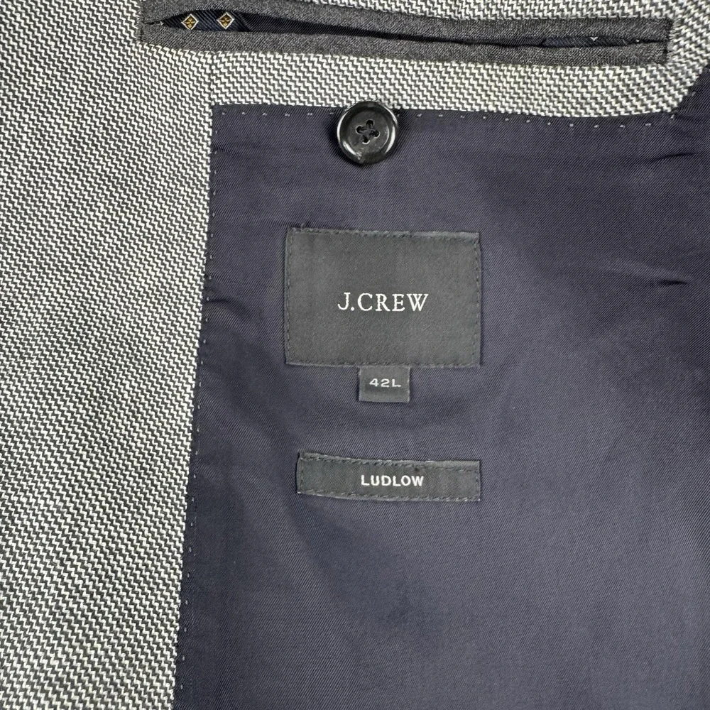 J.Crew Ludlow Suit Jacket 42L Gray Birdseye Cotton Italian Cloth Sport Coat